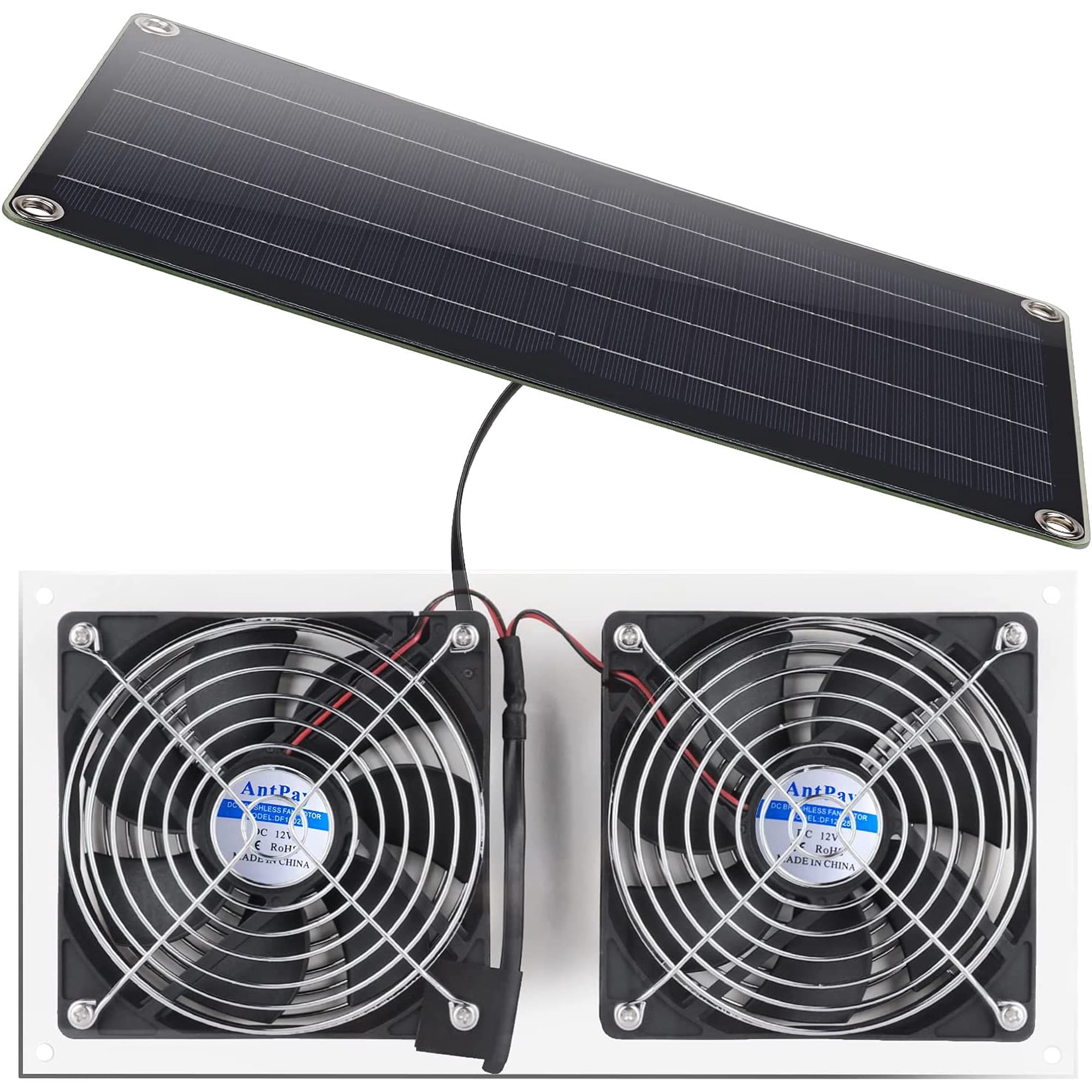 Solar Panel Fan Kit , AntPay 10W Weatherproof Dual Fan with 11Ft/3.5m Cable  for Small Chicken Coops, Greenhouses, Sheds,Pet Houses, Window Exhaust -  Walmart.com