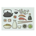 thumbnail image 1 of Wasabi Cutting Board, Traditional Japanese Teapot Sushi Chopsticks Noodle Cherry Blossom Sakura, Decorative Tempered Glass Cutting and Serving Board, in 3 Sizes, by Ambesonne, 1 of 2