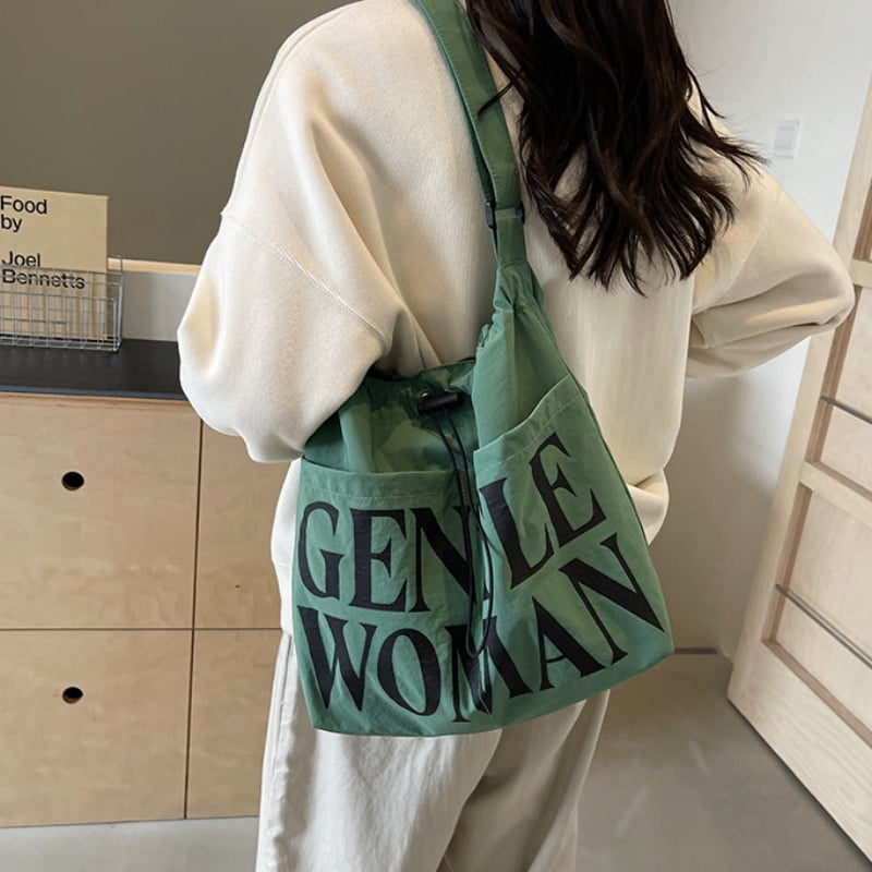 Gentlewoman® Aesthetic Canvas Tote Bag Crossbody Bags with Inner Pocket for Women, Large Capacity Shoulder Bag for Travel Work Sport，Green