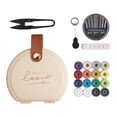 thumbnail image 1 of Kit de costura Hilo Suministros y accesorios de costura Estuche de cuero PU con asa Albaricoque, 1 of 9