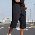 thumbnail image 5 of Mifsaly Capri Cargo Pants for Men with 4 Pockets Drawstring Elastic Waist Baggy Cropped Hiking Pant Summer Outdoor Workout Clothes XXL, 5 of 8