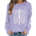 thumbnail image 2 of Meichang Fall Halloween Sweatshirts for Women Skull Graphic Sweatshirt Party Tops Long Sleeve Crewneck Sweatshirts Holiday Cozy Pullover, 2 of 6