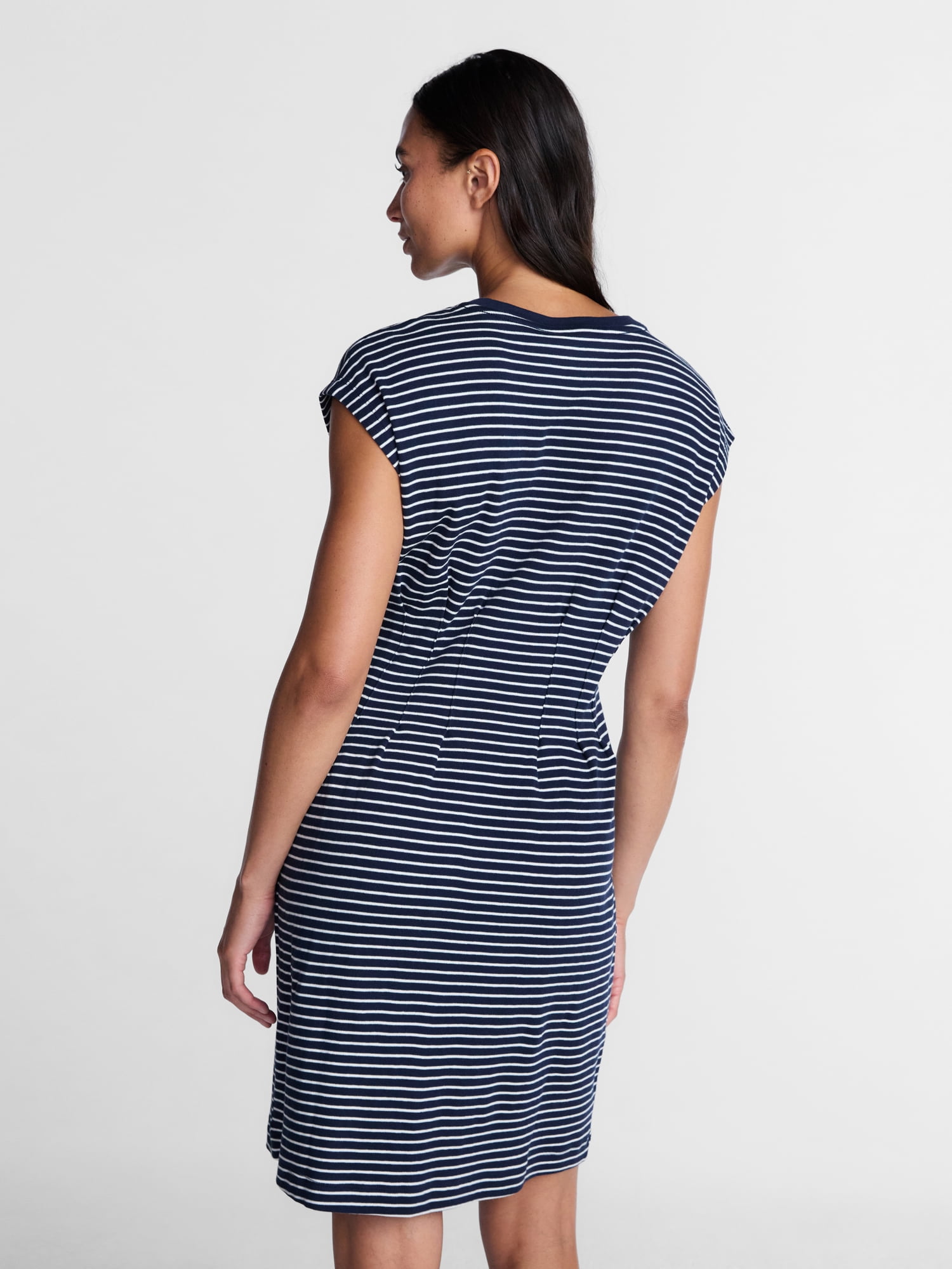 Time and Tru Women's Pleated Waist Cotton Mini Dress, Sizes XS-XXXL