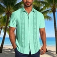 thumbnail image 2 of ZVAVZ Mens Cuban Collar Shirts Summer Guayabera Button Down Shirt Short Sleeve Oversized Vacation Tops Summer Lightweight Resort Wear Mint Green L, 2 of 7