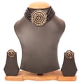 thumbnail image 4 of Sunsoul by Touchstone Indian Bollywood Traditional Faux Studded Look Faux Black Onyx Onyx And Black Beads Strands Grand Designer Jewelry Choker Necklace Set In Gold Tone For Women., 4 of 5