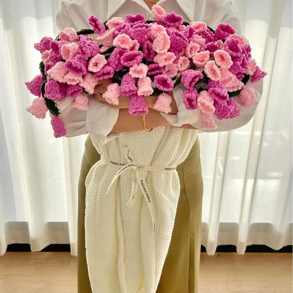 Premium Rose/Sunflower Bouquet Blanket, Handmade Crochet Flower Blanket, Bouquet Throw, Soft & Cozy, Gift for Mother's Day, Birthday, or Anniversary, Home Décor (C, 43.31in/110cm)