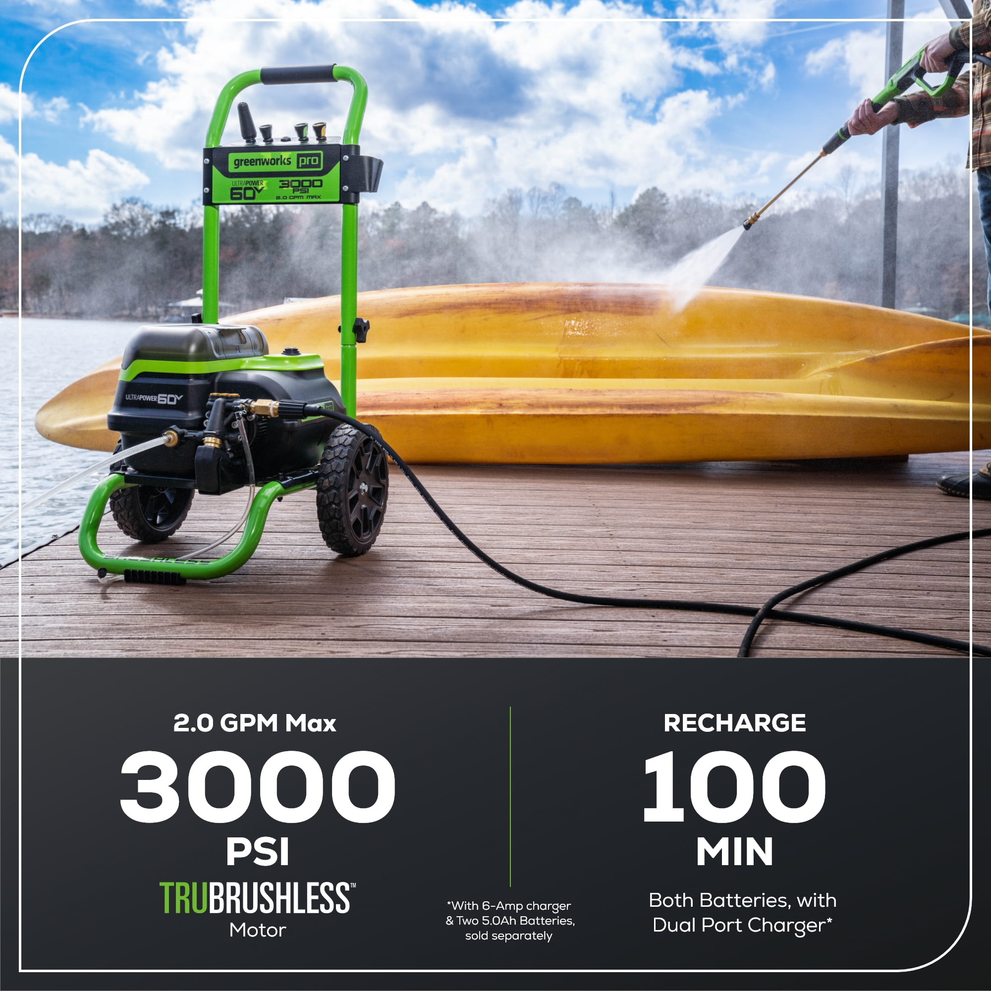 Greenworks 3000-PSI at 2.0 GPM 60V Cold Pressure Washer