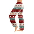 thumbnail image 2 of Women's Christmas Print Cuff Pants, Casual Lounge Sleep Pants, Elastic Waist Holiday Pajama Pants for Festive Nights and Seasonal Comfort,Wine,M, 2 of 6