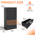 thumbnail image 3 of Hassch Metal File Cabinet with Lock and 5 Drawers for Home Office, Filing Storage Cabinet for Legal/Letter/A4/F4 Size, Assembly Required, Black, 3 of 8