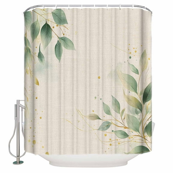 Extra Long Shower Curtain 72x96 Inch, Spring Green Leaves Shower Curtain Waterproof Bathroom Decor Branch Vintage Country Botanical Fabric Bath Curtain Set Accessories with Hooks