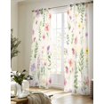 thumbnail image 5 of Pink Spring Floral Sheer Curtains 84 Inch Length 2 Panels Set for Living Room/Bedroom, Flowers Elegant Pastoral Botanical Kitchen Curtains Grommet Semi-Sheer Curtains Window Treatments 52"x84"x2, 5 of 7