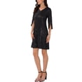 thumbnail image 4 of VESTIDO DE MUJER INSPIRE CHIC LENTEJUELAS GLITTER MANGAS DE LONGITUD DE CODO CUELLO EN V VESTIDOS DE FIESTA CÓCTEL MINI TALLA S NEGRO, 4 of 6