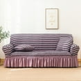 thumbnail image 3 of Homore 1 Piece Sofa Slipcover with Pleated Ruffled Skirt Washable High Stretch Durable Furniture Protector,3 Seater,Striped Purple, 3 of 12