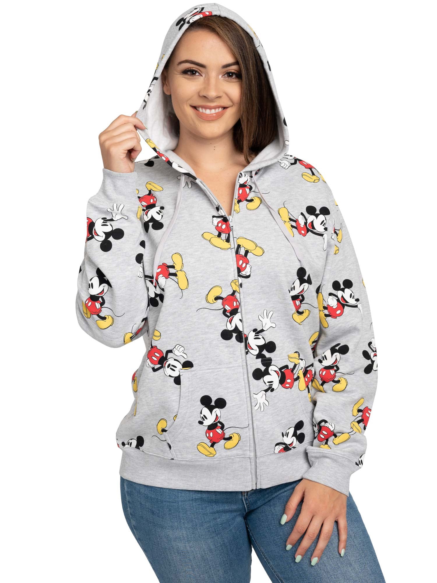 Disney Women's Plus Size Disney Mickey Mouse Zip Hoodie