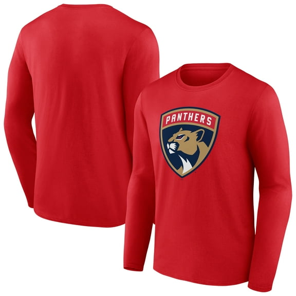 Men's Red Florida Panthers Primary Logo Long Sleeve T-Shirt