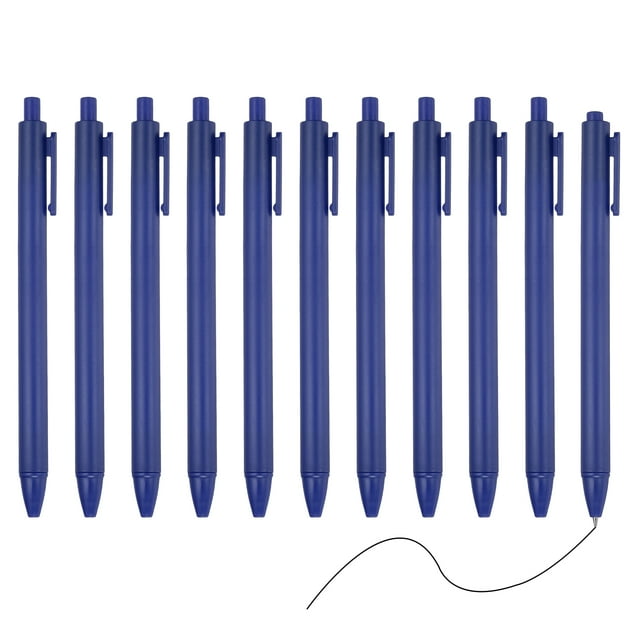 Uxcell 12 Pack Retractable Ballpoint Gel Pens, 0.5mm Fine Point Black Ink Retro Color Smooth Writing Cute Pens for Office Home Supplies Journaling Notebook, Dark Blue