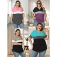 thumbnail image 5 of VOGRACE Plus Size Tops for Women Summer Short Sleeve Trendy Polo Shirts Fashion 2026 Color Block Tunic Black & Grey Color Block 3XL, 5 of 6