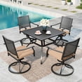 thumbnail image 3 of SUMMIT LIVING 2-Piece Outdoor Patio Dining Swivel Chairs, Large Metal Steel Armchairs ( Weight Capacity 350 lbs) with Cushions, Black & Brown, 3 of 11