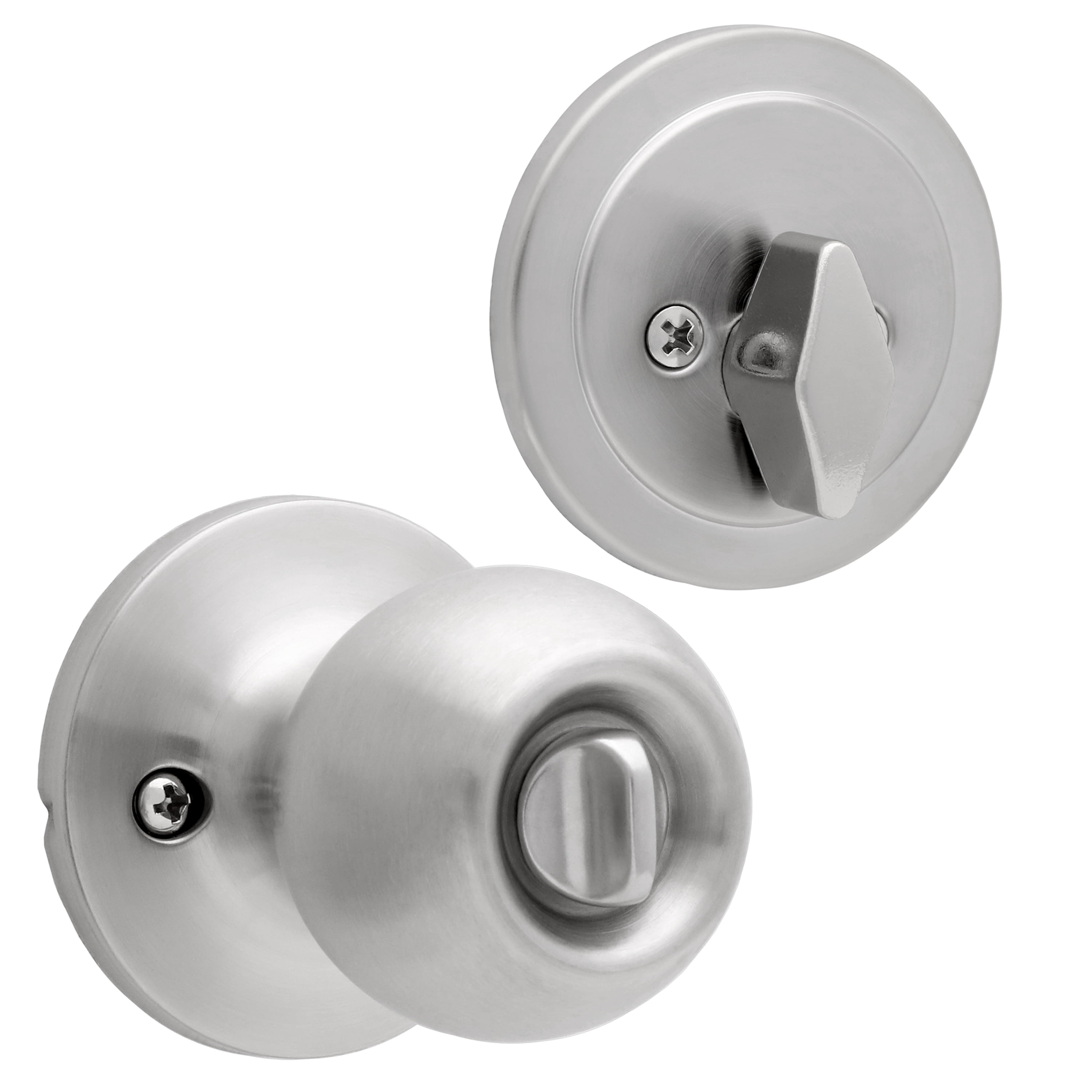 (2 pack) Hyper Tough Keyed Entry Ball Doorknob Lock and Single Cylinder Deadbolt Stainless Steel Finish Combo Pack