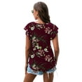 thumbnail image 4 of JWD Summer Ruffle Short Sleeve Knit Tunic Tops Shirts Tank Tee Blouse For Women FP Wine Red US Large, 4 of 7