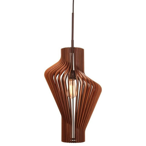 Woodbridge Lighting Escher Canopy Wood Mini-Pendant in Bronze/Cherry