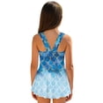 thumbnail image 2 of Uorisanigo Blue Mermaid Scale Little Girls One Piece Swimsuits Polyester and Spandex Modest Beach Swim Dress with Skirt Swimwear Pool Party, Size 10-11, 2 of 6