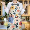 thumbnail image 6 of Pioneer Flower Floral Print Pattern Apron-Garden Aprons for Women with Pockets-Cotton Linen Waterproof Kitchen Cooking Gardening Aprons Adjustable for Kitchen,Cooking,BBQ and Salon 33x27 Inch, 6 of 7