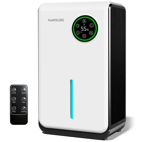 HUMSURE Dehumidifiers for Home, 120 OZ Water Tank, Dehumidifiers for Bathroom Bedroom Basement with Auto Shut Off,7 Colors LED Light(White)