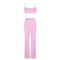 thumbnail image 5 of Kaemgyyd Womens 2 Piece Workout Sets Cropped Spaghetti Strap Top with Flare Wide Leg Sweatpants Tracksuit Casual Yoga Outfits, 5 of 6