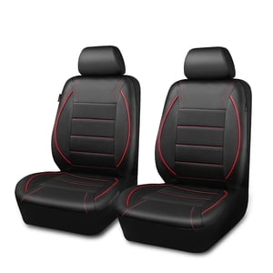 CAR-GRAND Faux Leather Front Seat Covers, Breathable Red Pair