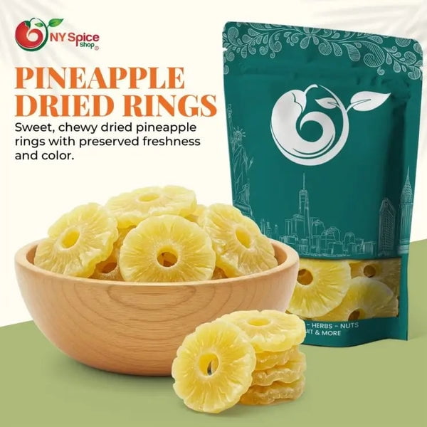 NY SPICE SHOP Dried Pineapple Rings with SO2 - 5 Pound - Tropical Pineapple Circles - Golden Dried Pineapple Slices for Snacks, Desserts & Trail Mix - Sugared Pineapple Wheels for Everyday Use