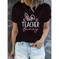thumbnail image 2 of Camiseta con estampado de conejo de Pascua para profesor, 100 % algodón, cuello redondo, manga corta, tejido de punto transpirable, ideal para cualquier estación, ideal para adultos, hombres, mujeres,, 2 of 8