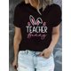 thumbnail image 2 of Camiseta con estampado de conejo de Pascua para profesor, 100 % algodón, cuello redondo, manga corta, tejido de punto transpirable, ideal para cualquier estación, ideal para adultos, hombres, mujeres,, 2 of 8