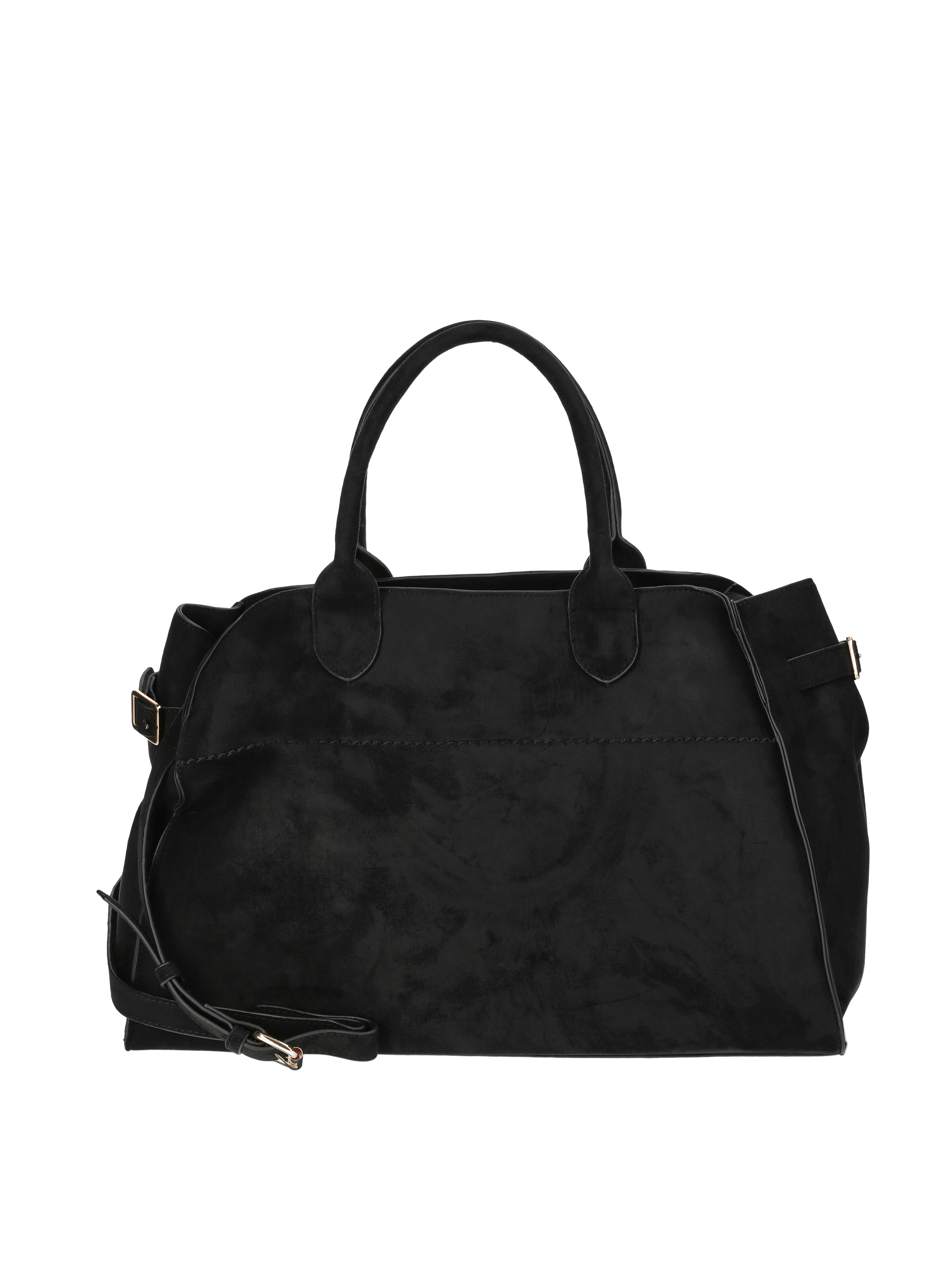 Time and Tru Women's Sage Satchel Soft Faux Suede Tote Bag, Black