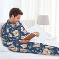 thumbnail image 4 of Mens Pajamas Set, Flower print G Button Down Long Sleeve Loungewear Sleepwear Pjs sets for Men, 4 of 5