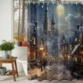 thumbnail image 3 of Christmas Snow Shower Curtains for Bathroom, Covered Night Town Street Moon Waterproof Fabric Shower Curtain for Bathroom Bathtub Decoration, Machine Washable, 72"x72", 3 of 9