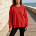 thumbnail image 4 of Jalioing Women's Casual Pullover Shirts Oversized Long Sleeve Side Slit Sweatshirts Solid Fashion Crew Neck Tops, 4 of 9