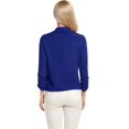 thumbnail image 4 of Blazer Bleu pour Femmes 3/4 Manches en Tricot devant Blazer Travail Décontracté (L, Bleu Foncé), 4 of 10