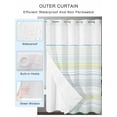 thumbnail image 2 of No Hook Cloth Fabric Shower Curtain with Snap in Liner, Aqua Yellow Stripe Waterproof Shower Curtains Set with See Through Top Window, Abstract Art Modern Vertical Striped Bath Curtains 60"x72", 2 of 6
