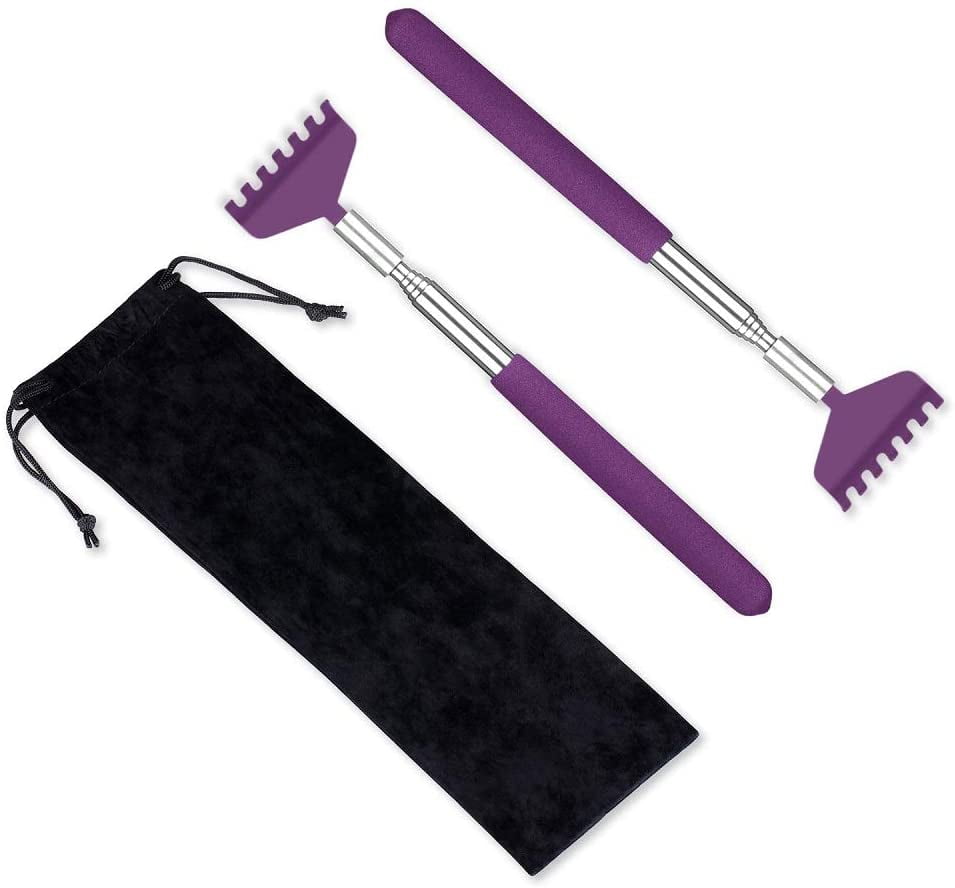 2 Pack Portable Extendable Back Scratcher, Metal Stainless Steel