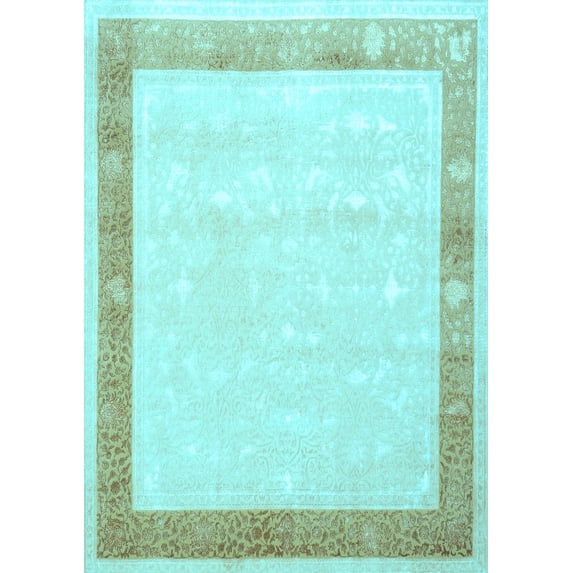 Ahgly Company Indoor Rectangle Persian Light Blue Traditional Area Rugs, 7' x 9'