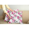 thumbnail image 2 of Ambesonne Floral Throw Pillow Cover 2 Pack, Nostalgic Leaf and Flowers, 16", Magenta Dark Grey White, 2 of 7