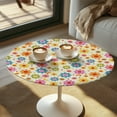 thumbnail image 2 of SEANATIVE Round Tablecloths Washable Cocktail Table Top Cover with Elastic Fit High Top Table Cloth Stylish Table Decorations for Weddings Gatherings 24 Inch, Cute Hippie Flower, 2 of 7