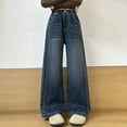 thumbnail image 2 of Zshosam Jeans for Girls Toddler Girl's Elastic High Waist Flare Jeans Lace Up Bottom Denim Pants Size 7T 8T,(Grey 7-8 Years), 2 of 7