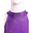 thumbnail image 4 of Aislor Women Lyrical Dance Rhinestone Sleeveless Contemporary Dancewear Mesh Split Long Dress Purple S, 4 of 7
