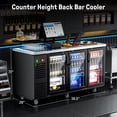 thumbnail image 2 of Coolake 72” Commercial Back Bar Cooler with 3 Glass Door in Stainless Steel, 24cu.ft. Undercounter Beverage Refrigerator, 2 of 7
