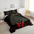 thumbnail image 4 of Manfei Black Green Xmas Tree Bedding Comforter Set, Fairy Tale Princess Bowknot Twin Comforter Sets, Happy New Year Reversible Bedding Set, Luxury Bedroom Decor, 2pcs, 4 of 9