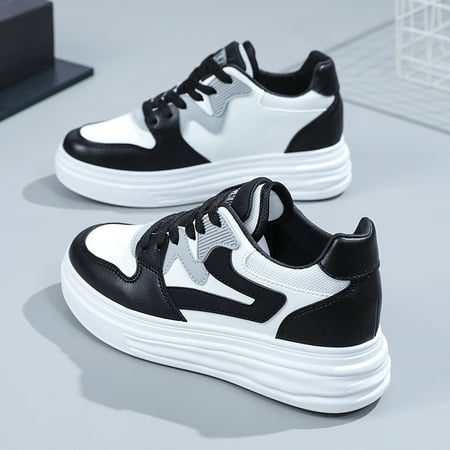 

Women‘s Platform Colorblock Skate Shoes Casual Round Toe Breathable Lace Up Sports Shoes Lightweight Low Top Sneakers