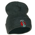 thumbnail image 4 of Halloween Grim Reaper Embroidered Long Knitted Beanie - Dark Grey OSFM, 4 of 5
