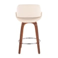 thumbnail image 5 of Lumisource Fabrico Mid-Century Modern Fixed-Height Counter Stool in Walnut Wood with Round Chrome Footrest and Cream Faux Leather - Set of 2, 5 of 7